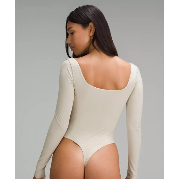 LULULEMON Wundermost Ultra-Soft Nulu Square-Neck Long-Sleeve Bodysuit Sz M NEW - Picture 4 of 5